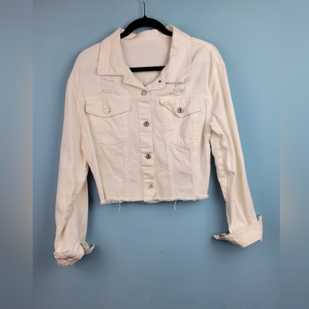 Bundle Only: Shein‎ Cropped Jean White Dinem Jacket Size L Free People Style